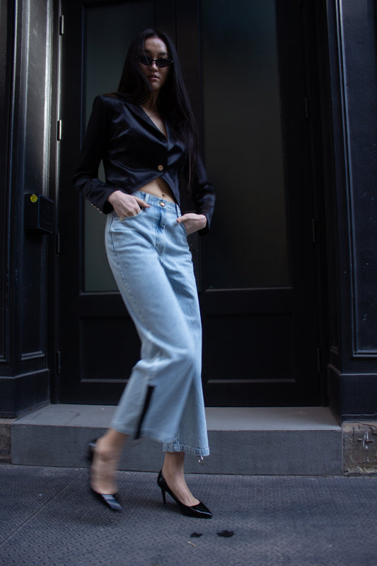Demi Straight Cut Jeans With Side Zipper