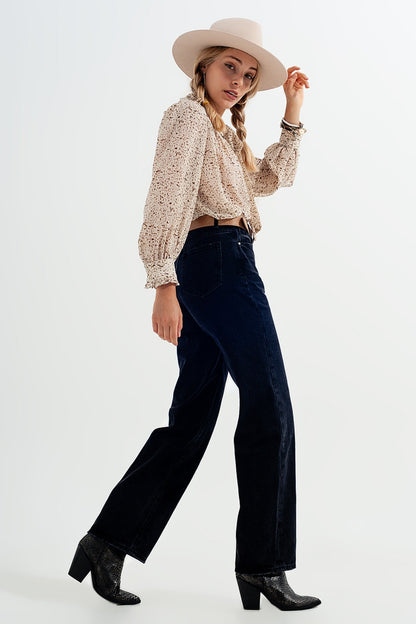 High Rise Straight Jeans in Washed Black