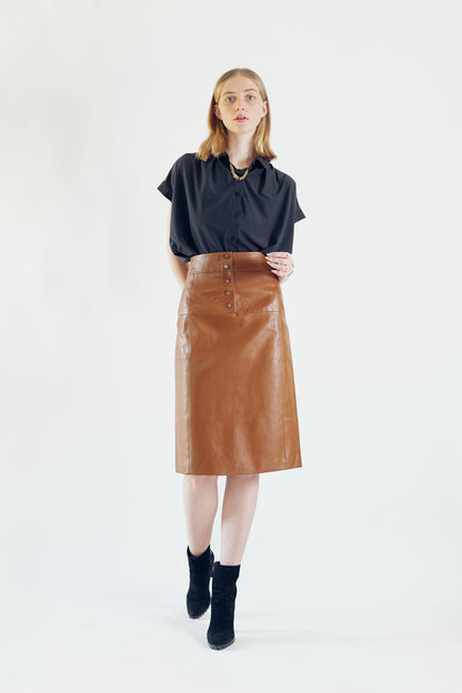 Power Woman- Dark Hazel Leather Skirt
