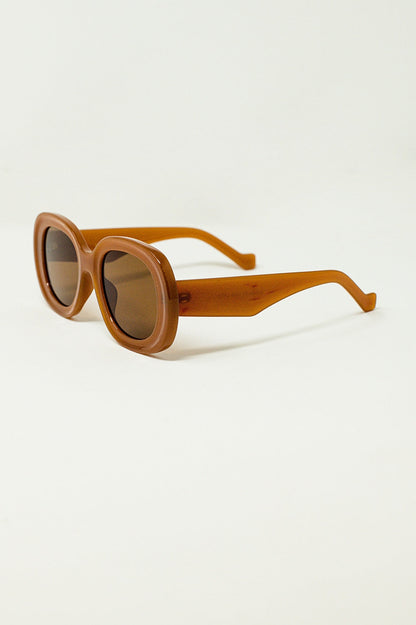 Oversized Circular Sunglasses in Brown