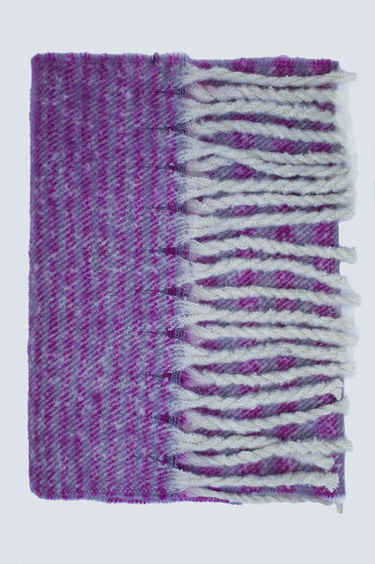 Stripy Chunky Scarf in Lilac and Purple
