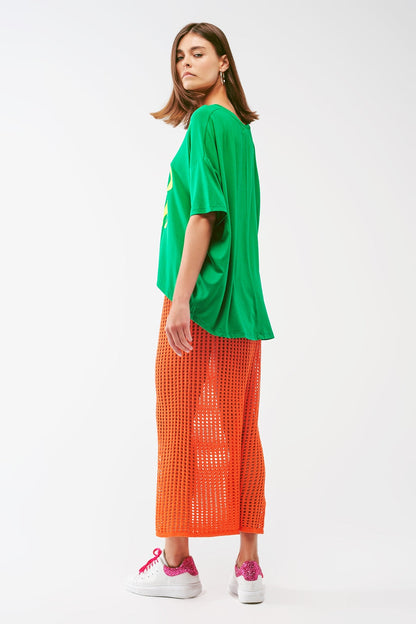 Maxi Sheer Crochet Skirt in Orange