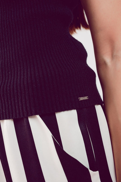 Knitted High Neck Top in Black