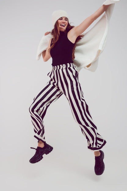 Knitted High Neck Top in Black