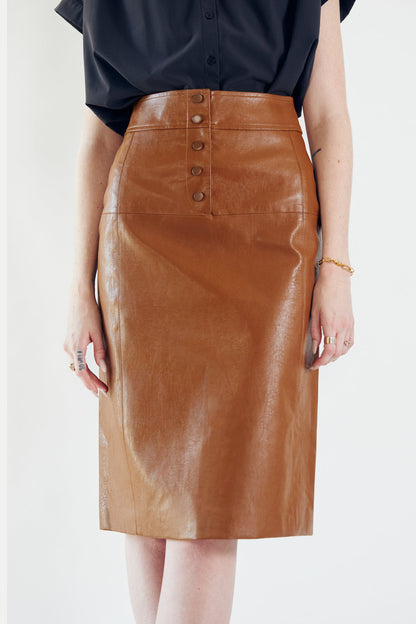 Power Woman- Dark Hazel Leather Skirt