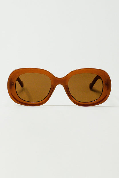 Oversized Circular Sunglasses in Brown