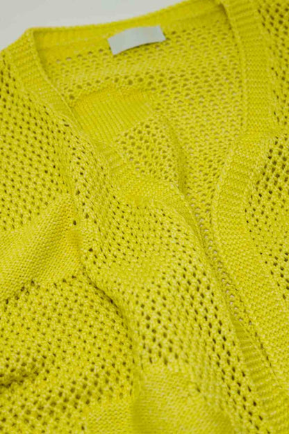 Knitted Crochet Cardigan With Knitted Clouds in Yellow