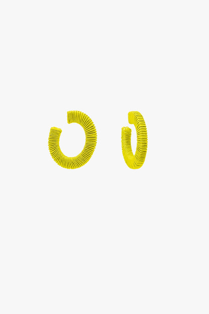 Lime Hoop Earrings With Woven Pattern