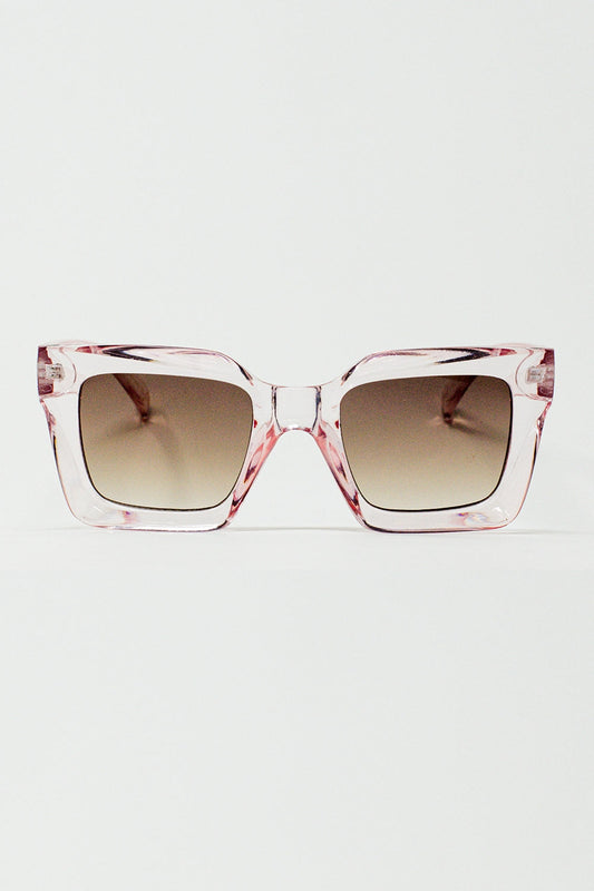 90's Squared Sunglasses in Pink